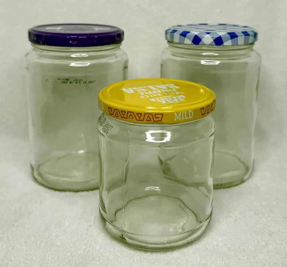 Mixed Lot of (3) 16-24oz Empty Glass Jars with Lids for Crafts Art Decor Storage